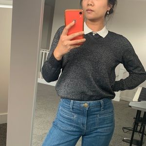 Collar Wool Knit with pearl deco